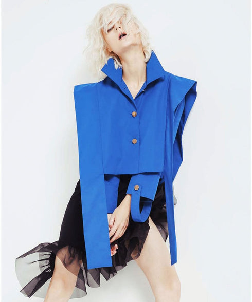 Draped Cutout Shoulder Jacket